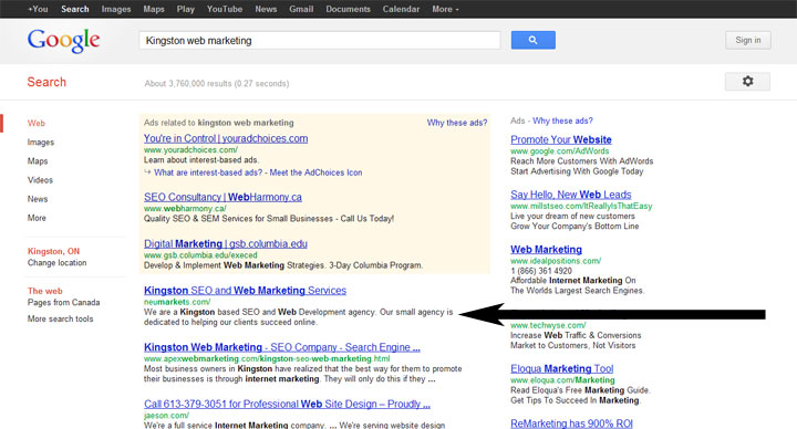 meta-description Example of a meta description on Google