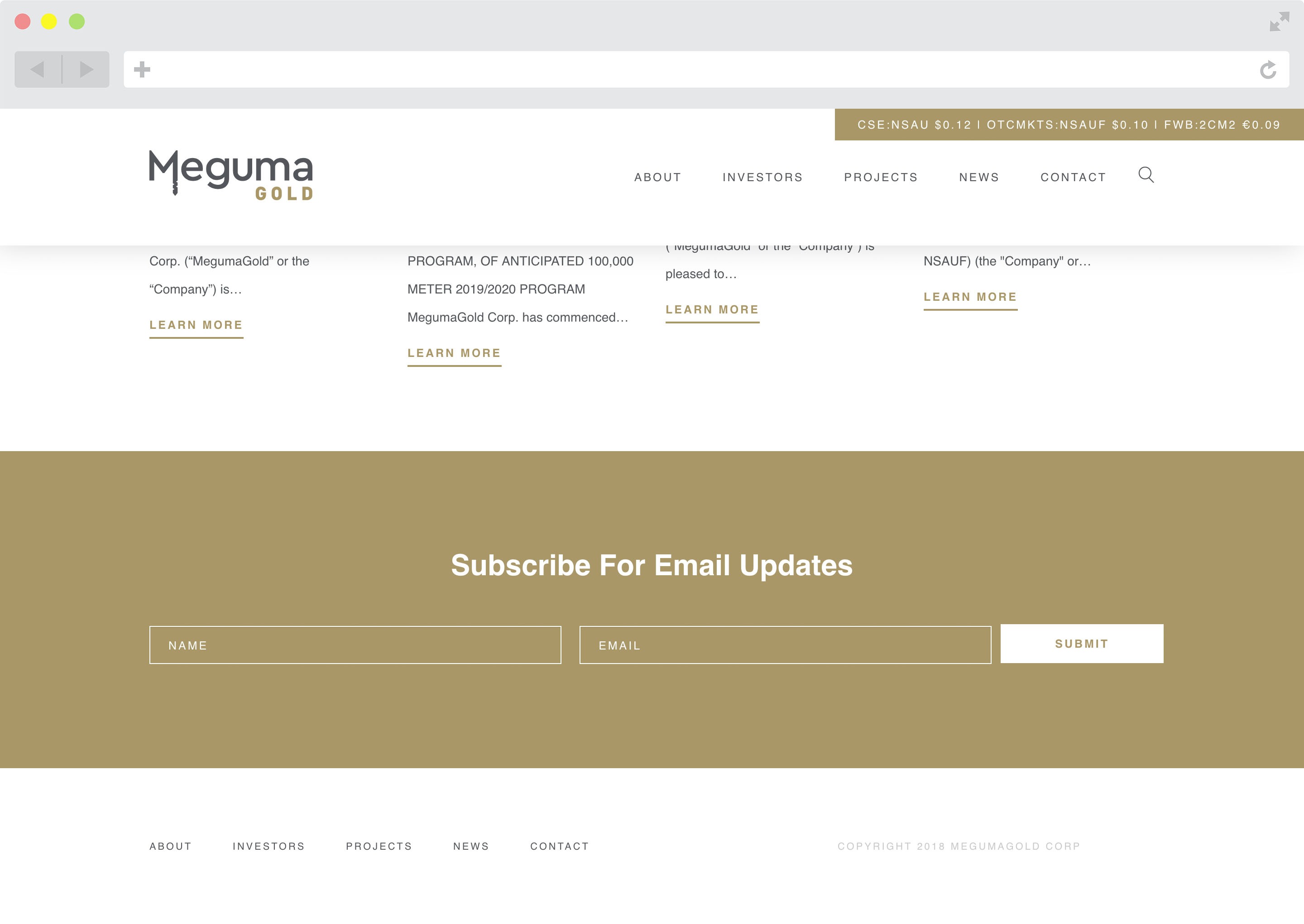 Meguma Gold Website Footer