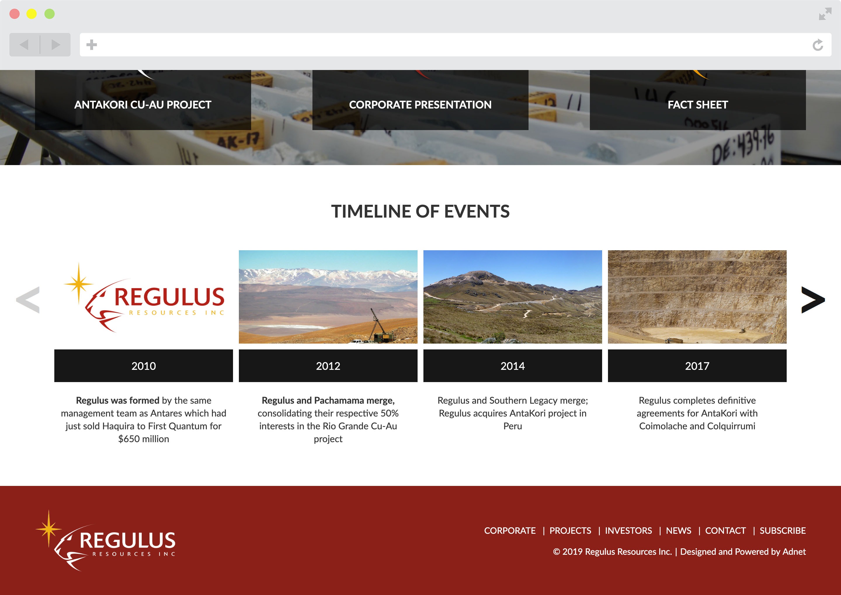 Regulus Resources Website Footer