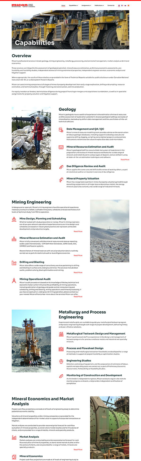 Micon Mining Consulting Website Design