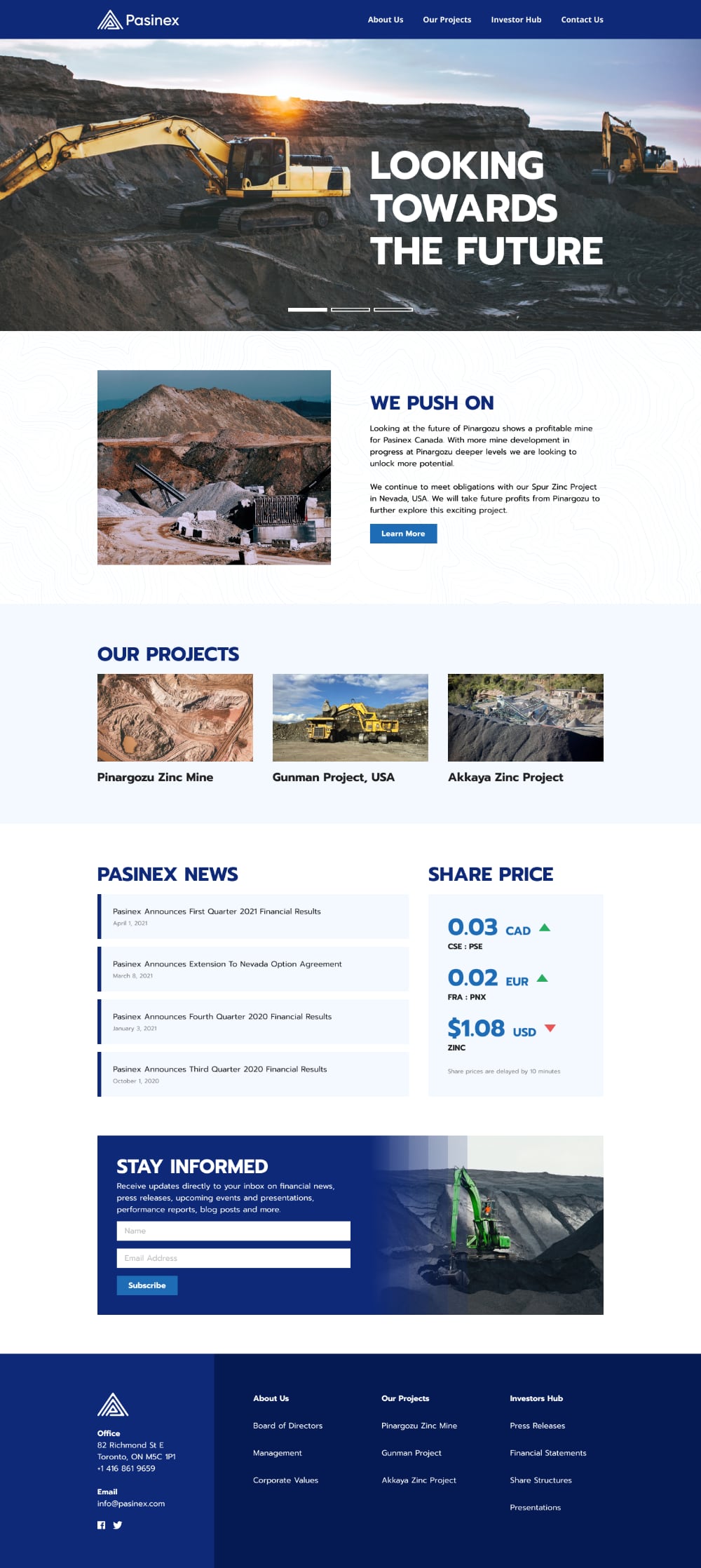Pasinex Resources Mining Website Design